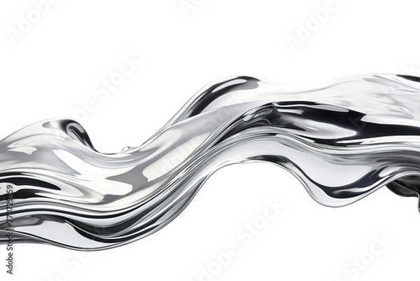 Obraz Horizontal liquid silver metal, isolated