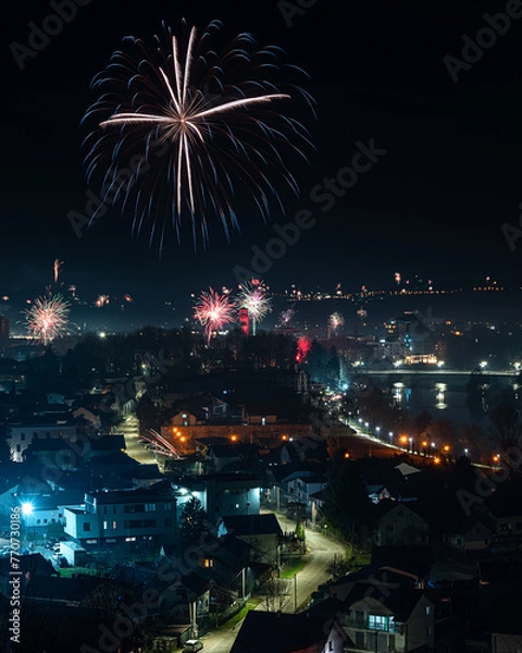 Obraz fireworks over the city