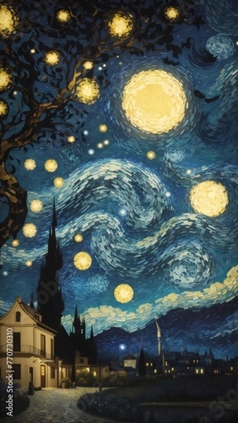 Obraz city with moon