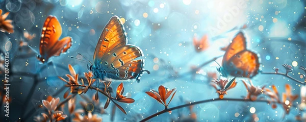 Fototapeta banner background from the butterflies in the garden