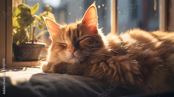 Obraz Cozy Cat by Sunlit Window