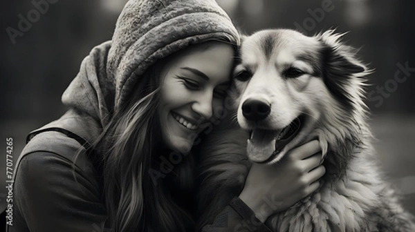 Obraz Affectionate Dog by Owner's Side