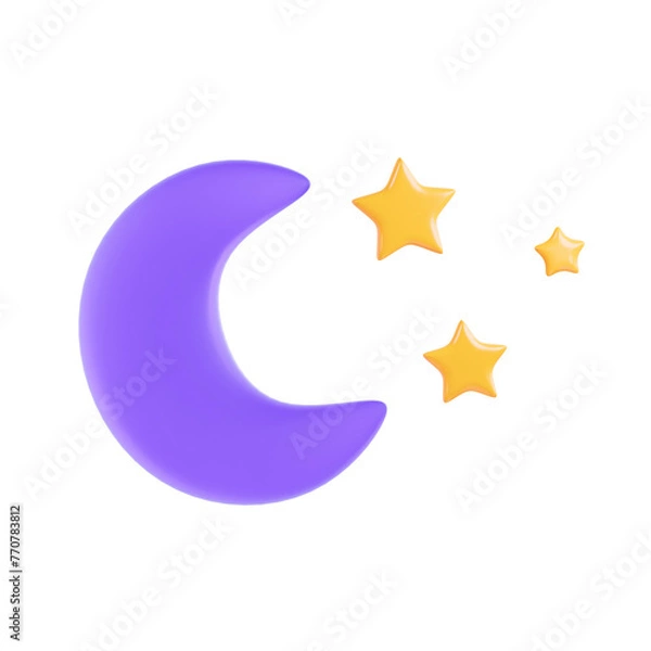Obraz moon and star night weather 3d illustration