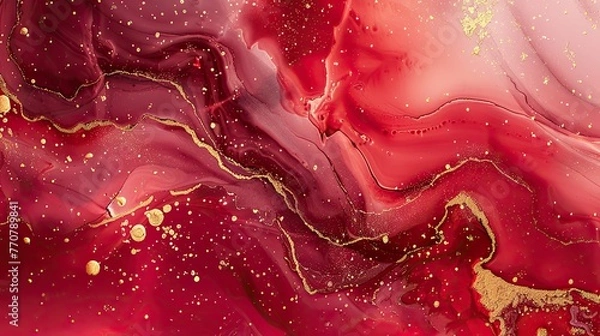 Obraz red and gold marble texture background. marble texture background. red marble texture wallpaper. marble stone texture.