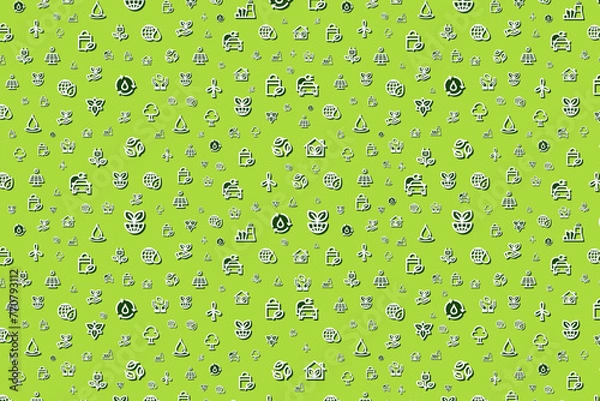 Obraz Seamless ecology icons template on green background