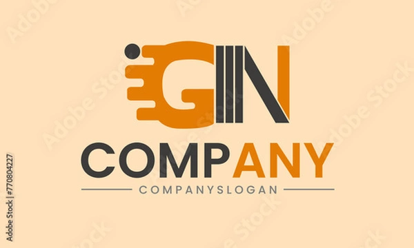 Fototapeta Initial letter GN logo design and Vector template with technology sign