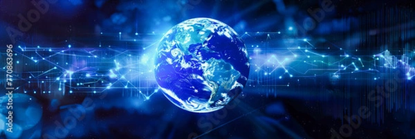 Fototapeta Illustration of a Digital Globe, Symbolizing Global Connectivity and the Spread of Information Technology