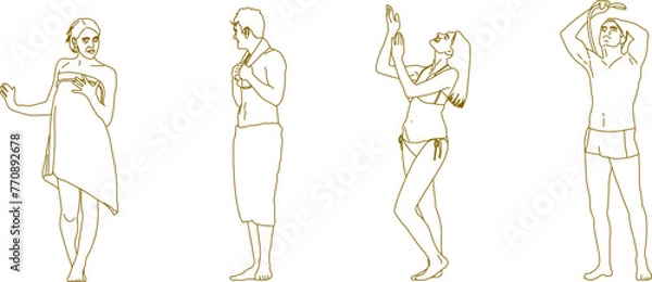 Fototapeta Adobe Illustrator Artwork Sketch vector illustration design of people taking a shower