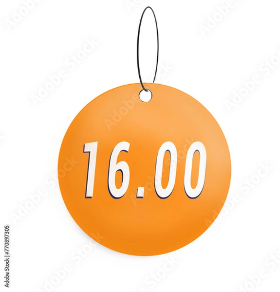 Fototapeta Price Tag displaying value of 16.00. Sixteen        
