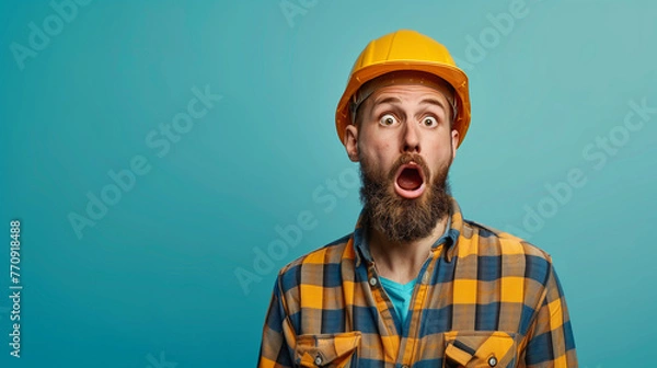 Fototapeta Surprised Construction Worker