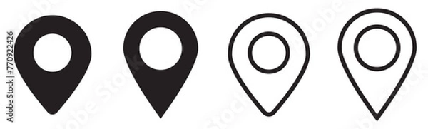 Obraz Location pin icon. Map pin place marker. Location icon. Map marker pointer icon set. GPS location symbol collection. Flat style - stock vector. LOCATION ICON 