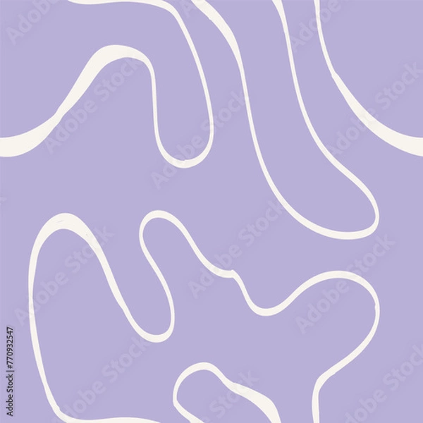 Fototapeta Seamless abstract pattern with squiggles and scribbles. Weaved curved lines. Chaotic ink scribbles decorative texture. Messy doodles, wavy and curly lines.