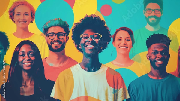 Fototapeta A group of diverse individuals - community and support