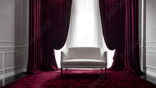 Fototapeta This is an interior image with red and burgundy as the main colors. Generative ai.