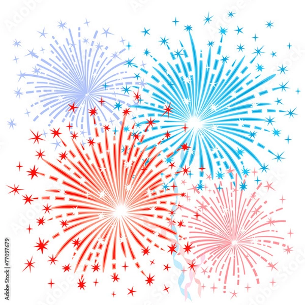 Fototapeta Red blue fireworks