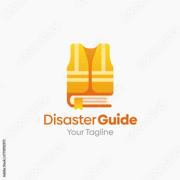 Fototapeta Illustration Vector Graphic Logo of Disaster Guide. Merging Concepts of a Book and Safety Vest Good for Education, Course, Learning, Academy etc