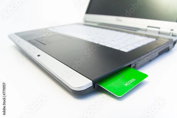 Obraz notebook with green access card