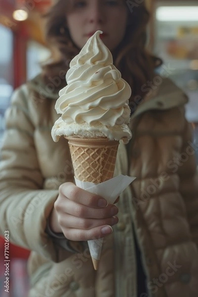 Fototapeta Ice Cream Cone Elevated: A Tachisme-inspired Treat Generative AI