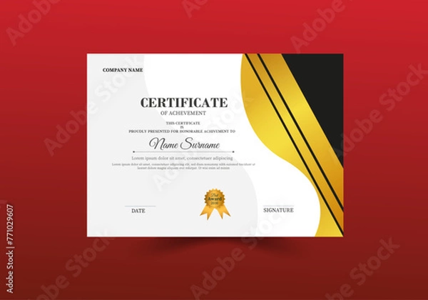 Obraz certificate template and border, for award, diploma,