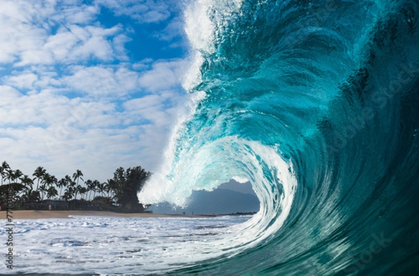 Fototapeta wave breaking on the shore