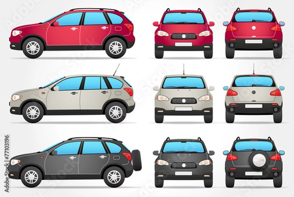 Fototapeta Vector Off-road Car - Side - Front - Back view