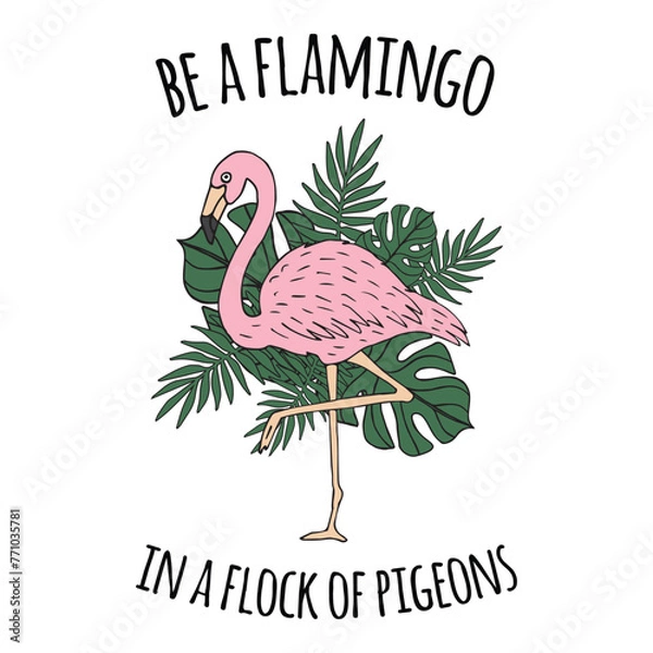 Fototapeta be a flamingo in a flock of pigeons
