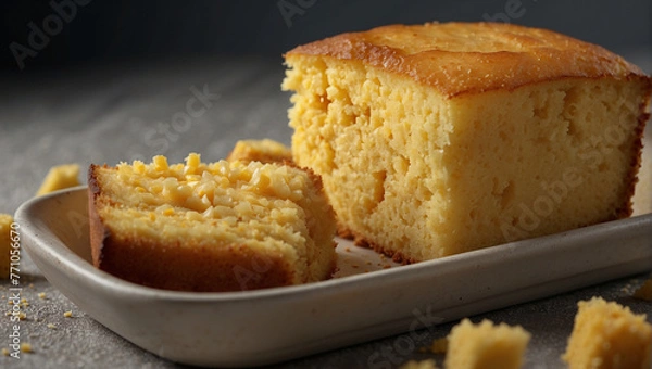 Fototapeta Cornbread cake for breakfast 