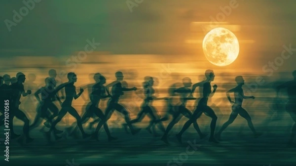 Obraz people running at night