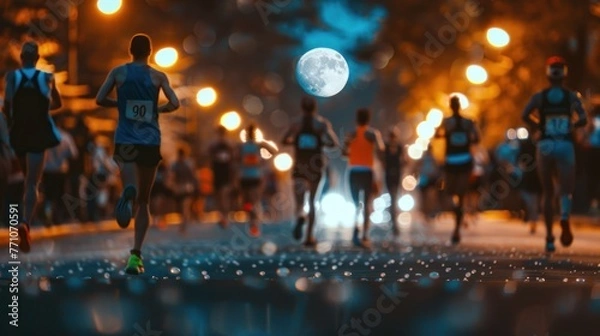 Obraz people running at night