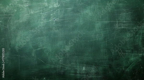 Fototapeta School green Chalkboard Texture with Chalk Smudges and Streaks. Empty blank Classroom Blackboard, Education Background Concept.