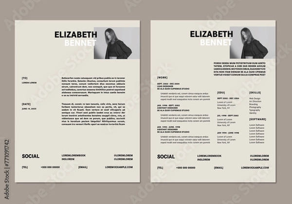 Obraz Modern Resume and Cover with Photo