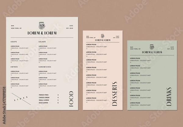 Obraz Bar and Cafe Menu Template Collection