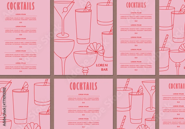 Obraz Cocktail Menu with Drinks Template