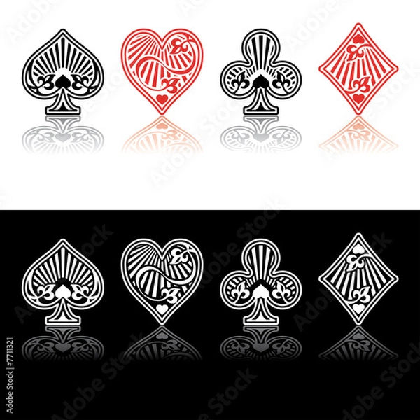 Obraz Vector card symbols red and black with shade
