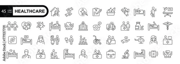 Obraz Palliative healthcare  editable stroke icons. 