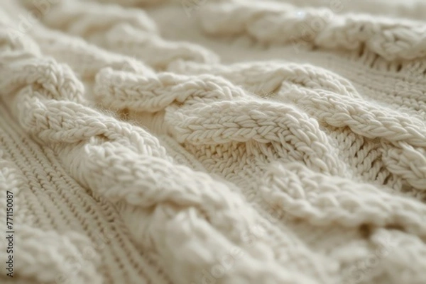 Fototapeta Soft knit texture, delicate loops and stitches, cozy and inviting