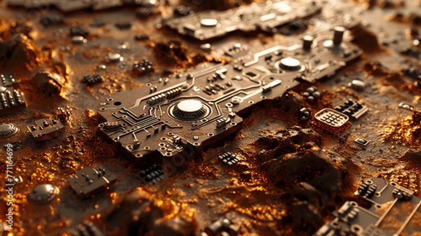 Fototapeta The dirt texture was comprised of circuits
