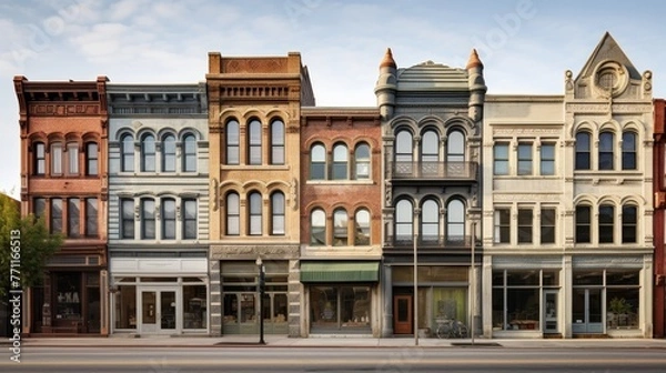 Obraz Architectural nostalgia in historic business districts AI generated illustration