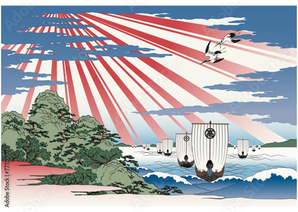 Obraz 浮世絵　屋島岳亭の天保山方船のイメージイラスト