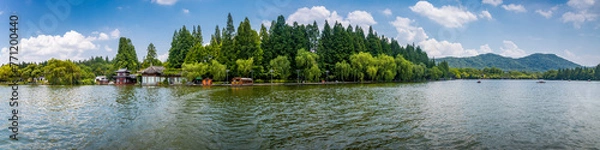 Fototapeta The Beautiful Scenery of West Lake in Hangzhou, China in Summer