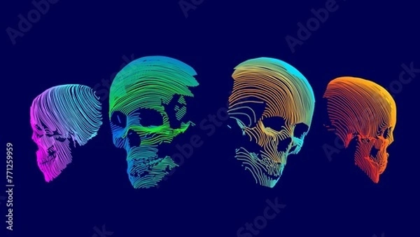 Obraz neon skulls
