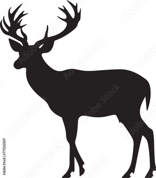 Fototapeta Deer Silhouette Vector Illustration White Background
