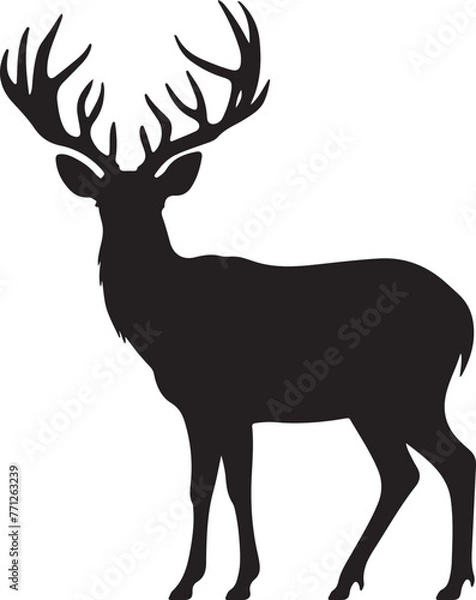 Fototapeta Deer Silhouette Vector Illustration White Background