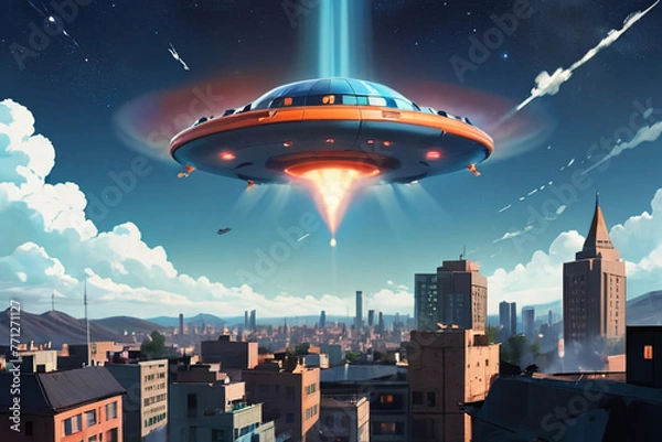 Obraz ufo in the sky. Generative AI