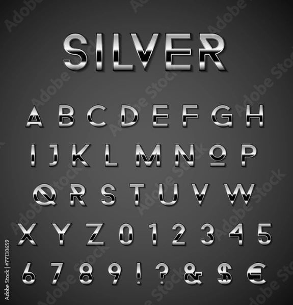 Obraz Silver alphabet set