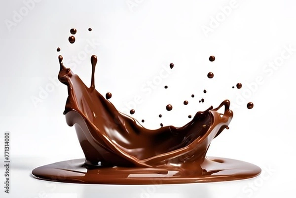 Obraz Melted chocolate splash against a white background