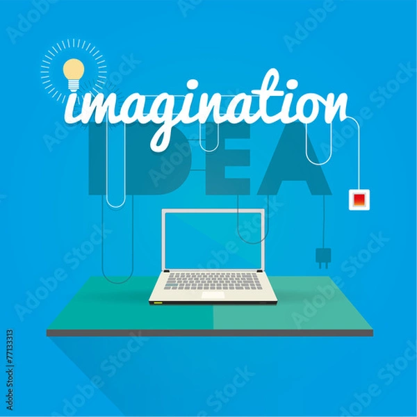 Obraz Computer, Idea, imagination vector bulb electric concept
