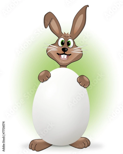 Obraz cheeky easter bunny with white egg