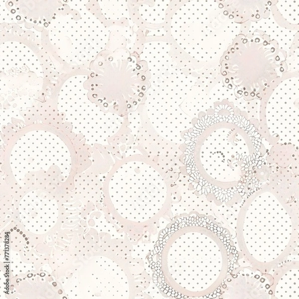 Fototapeta Lace Polka Dot seamless pattern, delicate lace textures forming the dots for a feminine touch. Seamless Pattern, Fabric Pattern, Tumbler wrap, Mug Wrap.