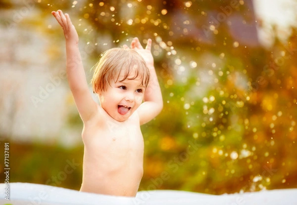 Obraz boy in summer pool